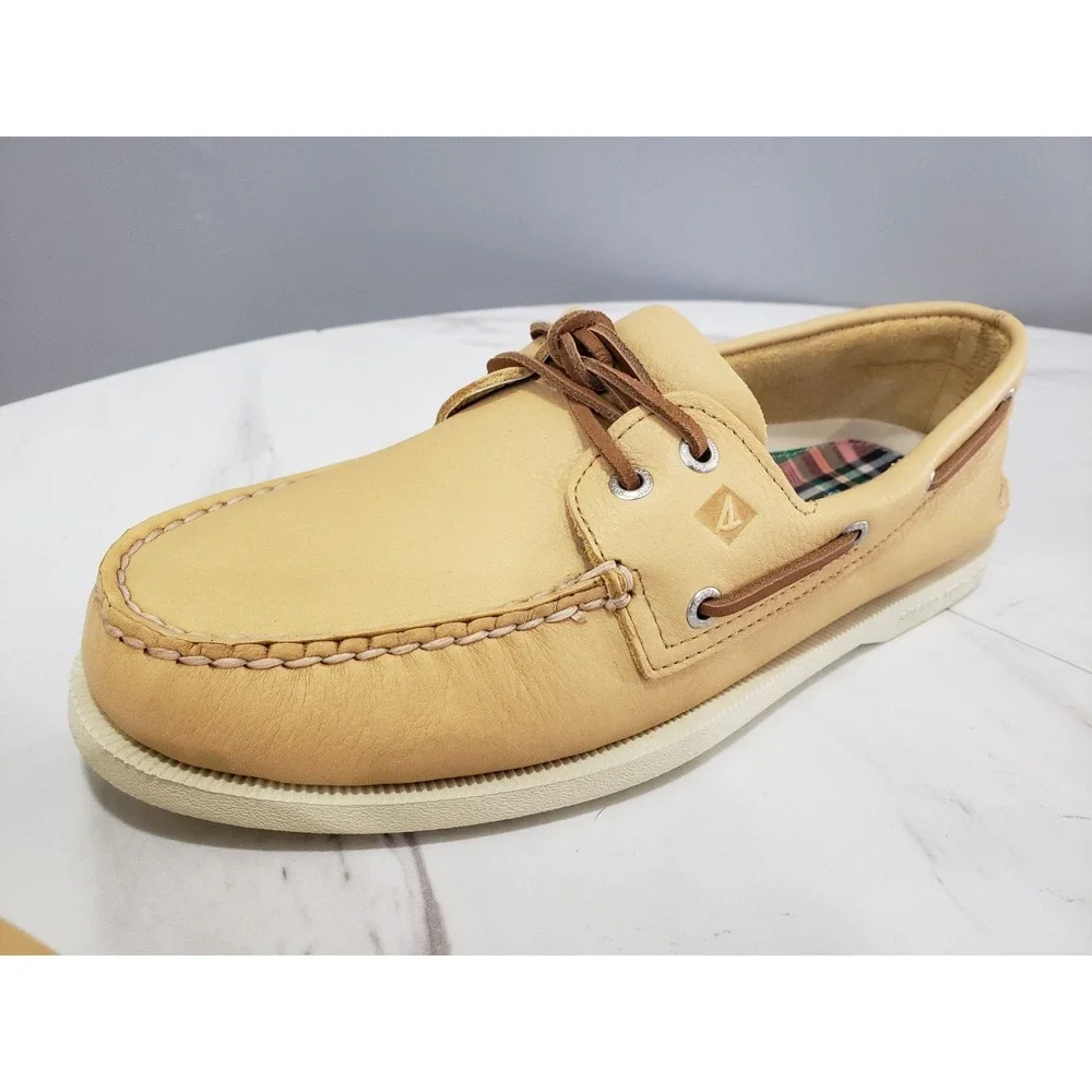 NEW‎ NO BOX MENS SIZE 10 Sperry A/O 2-EYE BROWN YELLOW slip on boat shoes